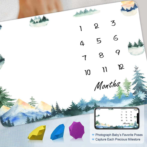 Forest Milestone Blanket Mountain Tree Baby Blanket Newborn Gift Memento Soft Swaddle Portable Crawl Pad 48x40inch...